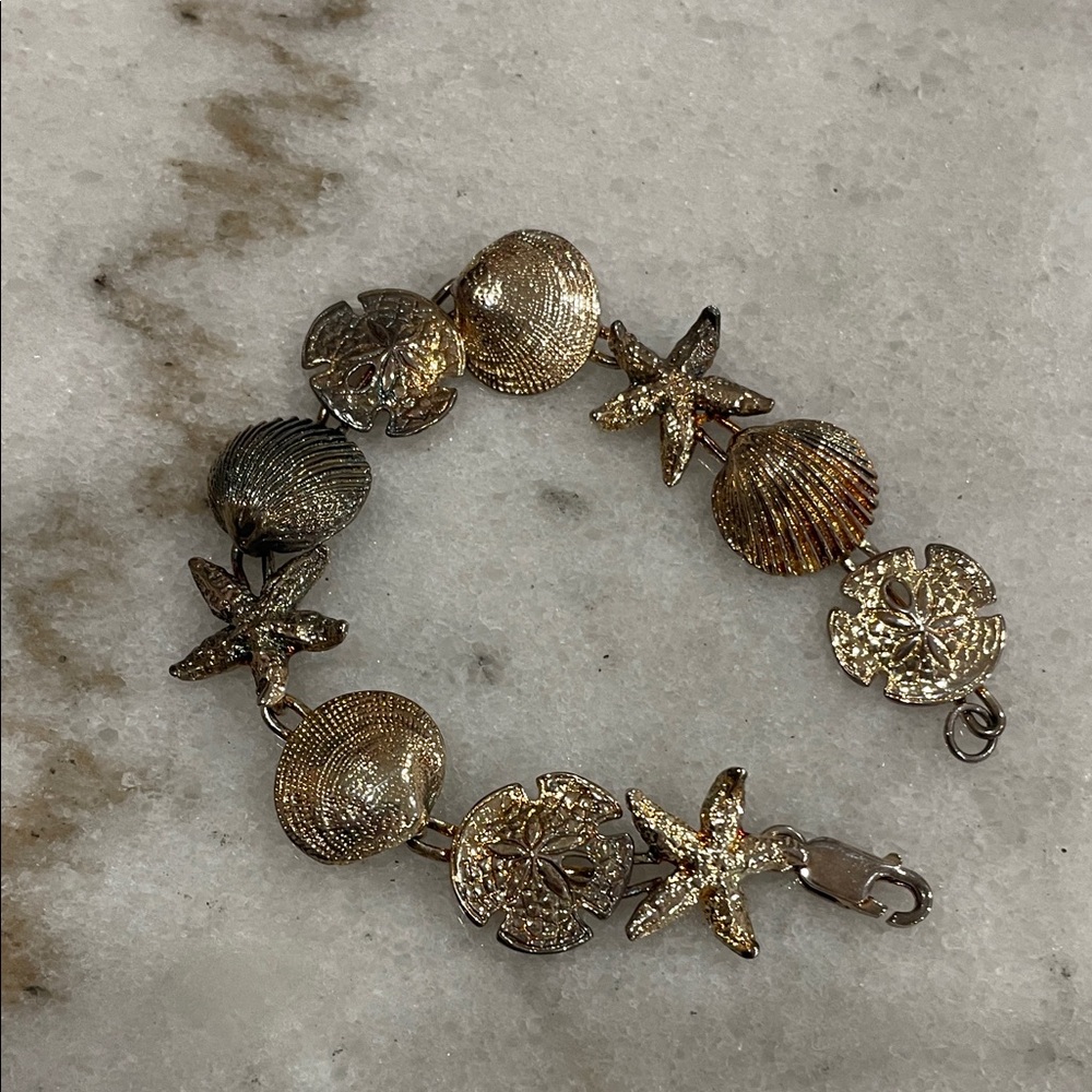 Gold Seashell and Starfish Bracelet